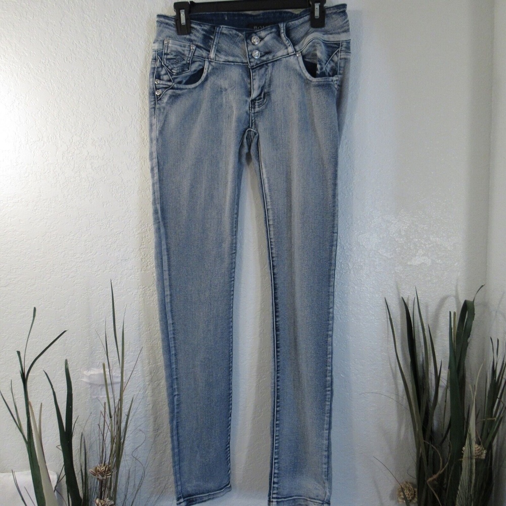 Bour Jeans Junior Sz 11 Stretch Skinny Rhinestones Bling Faded Pockets